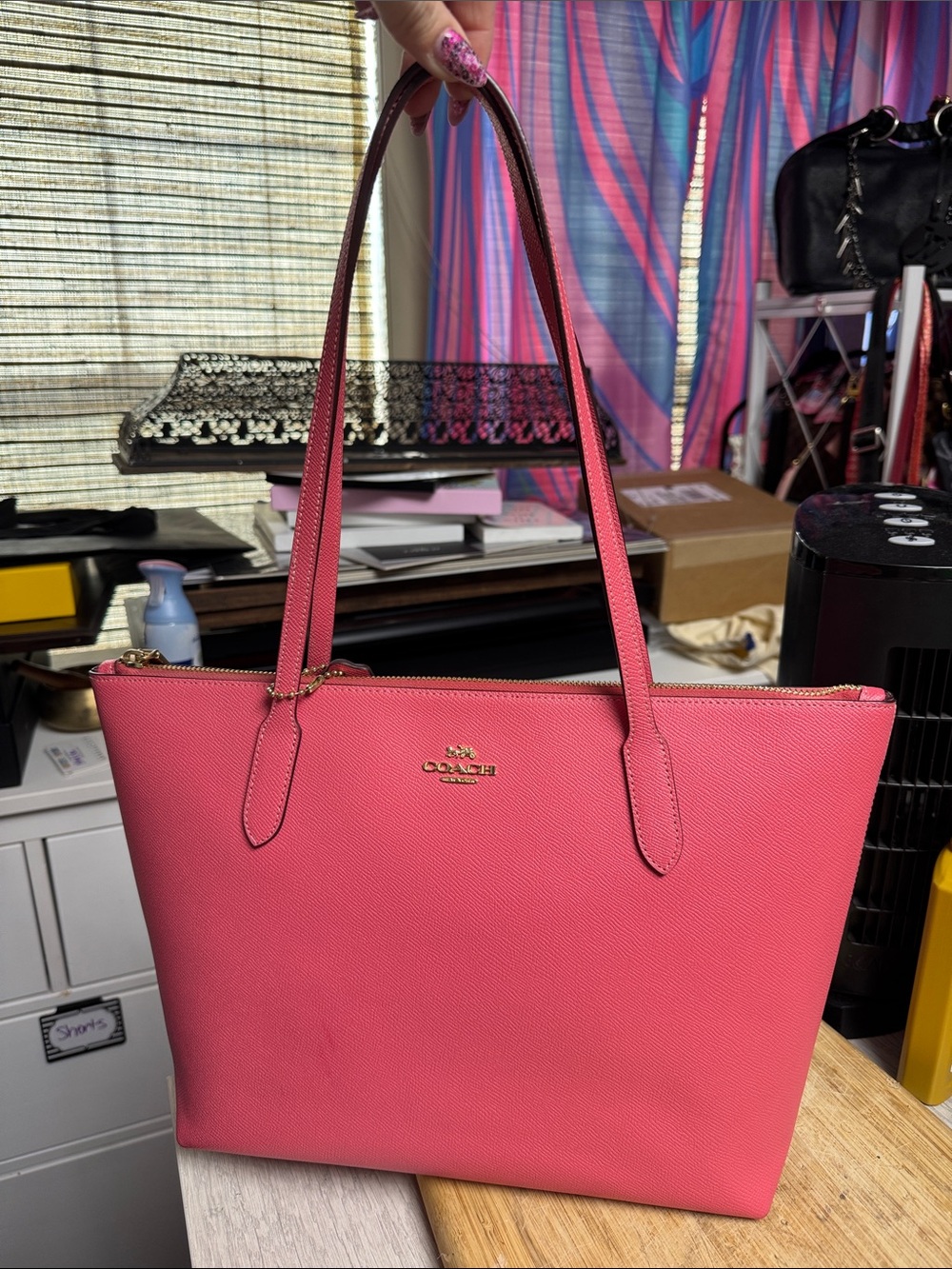 Coach Fuchsia station zip Tote Bag